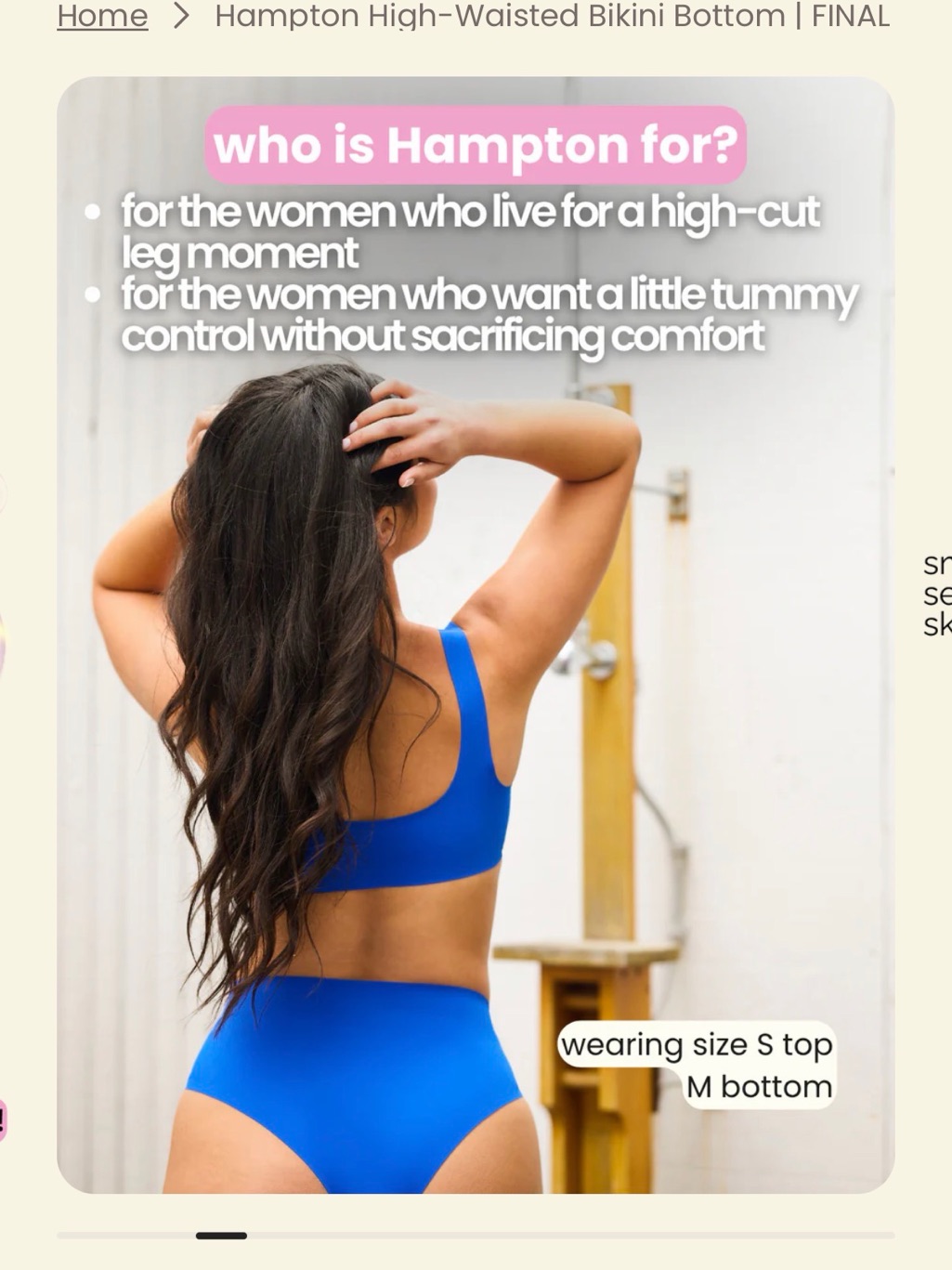 Onewith Hampton High-Waisted Bikini Bottom In Bright Blue — image 4 of 8